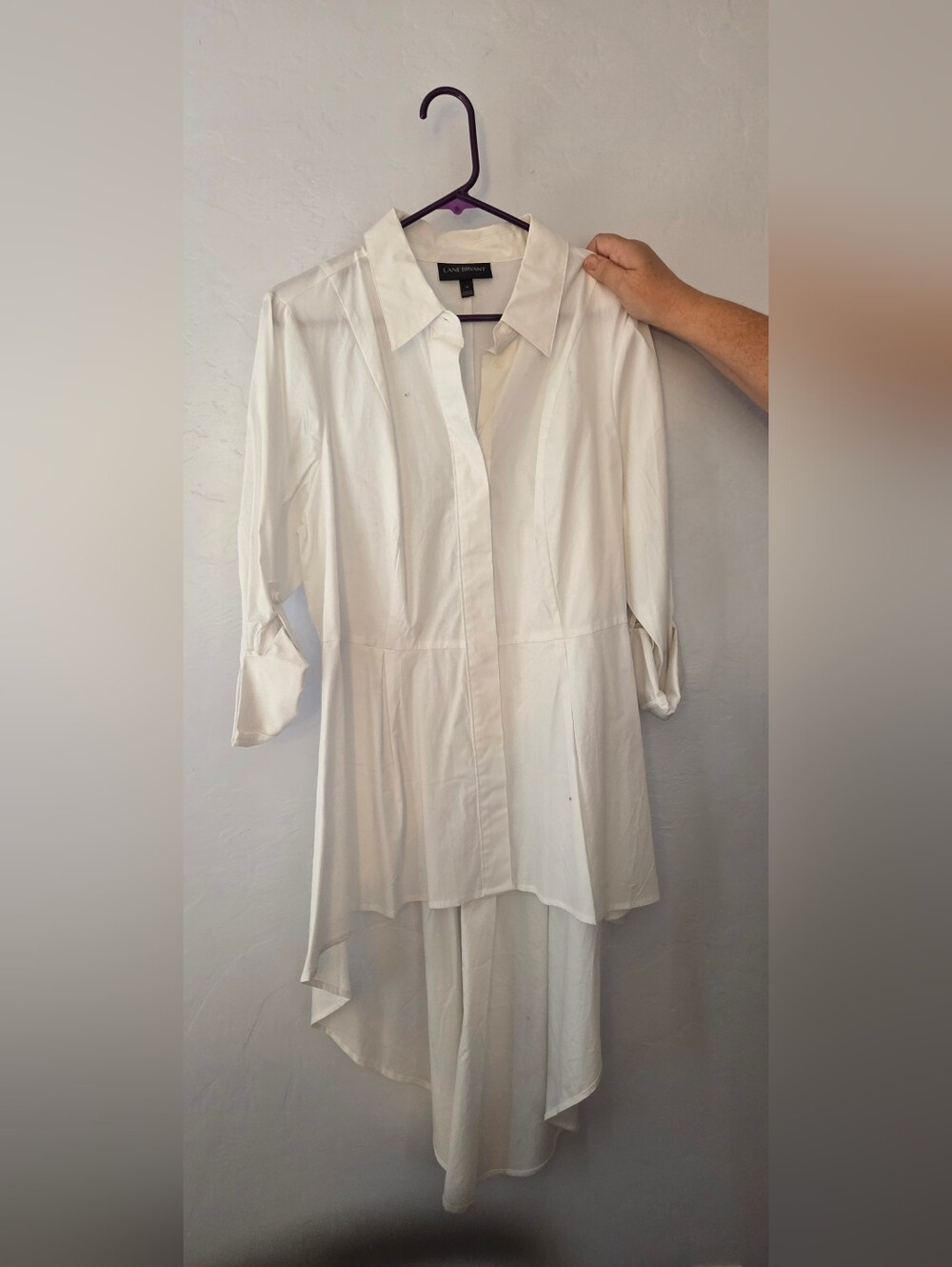 Lane Bryant White Button-Up Shirt with Collar